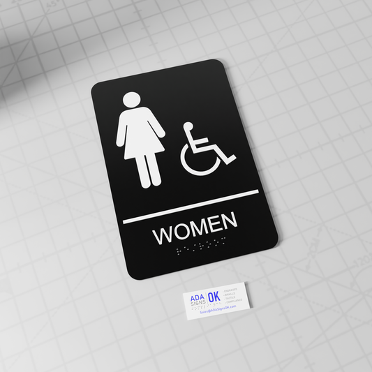 6"x9" ADA WOMEN Restroom Sign w/ Braille