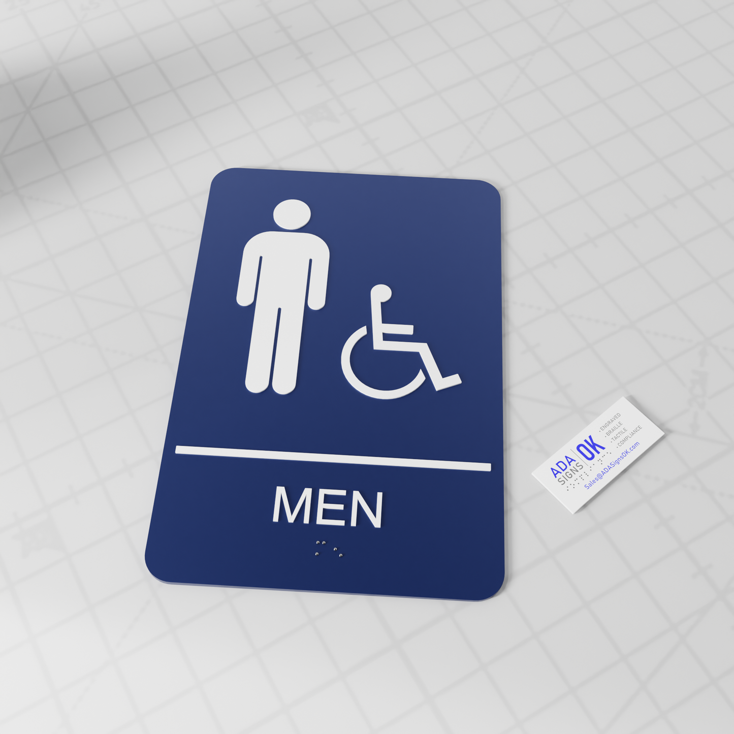 6"x9" ADA MEN Restroom Sign w/ Braille