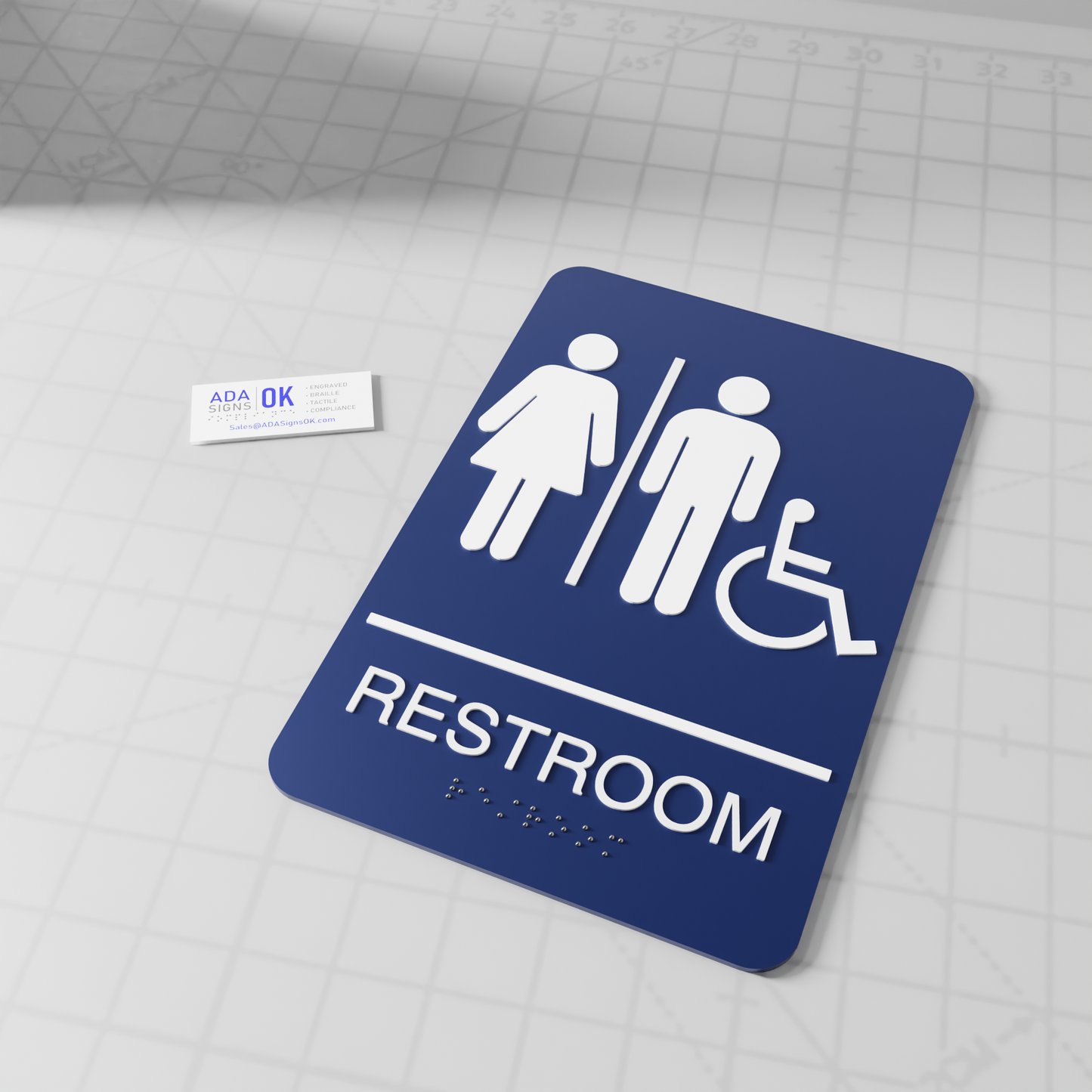 6"x9" ADA UNISEX Restroom Sign w/ Braille