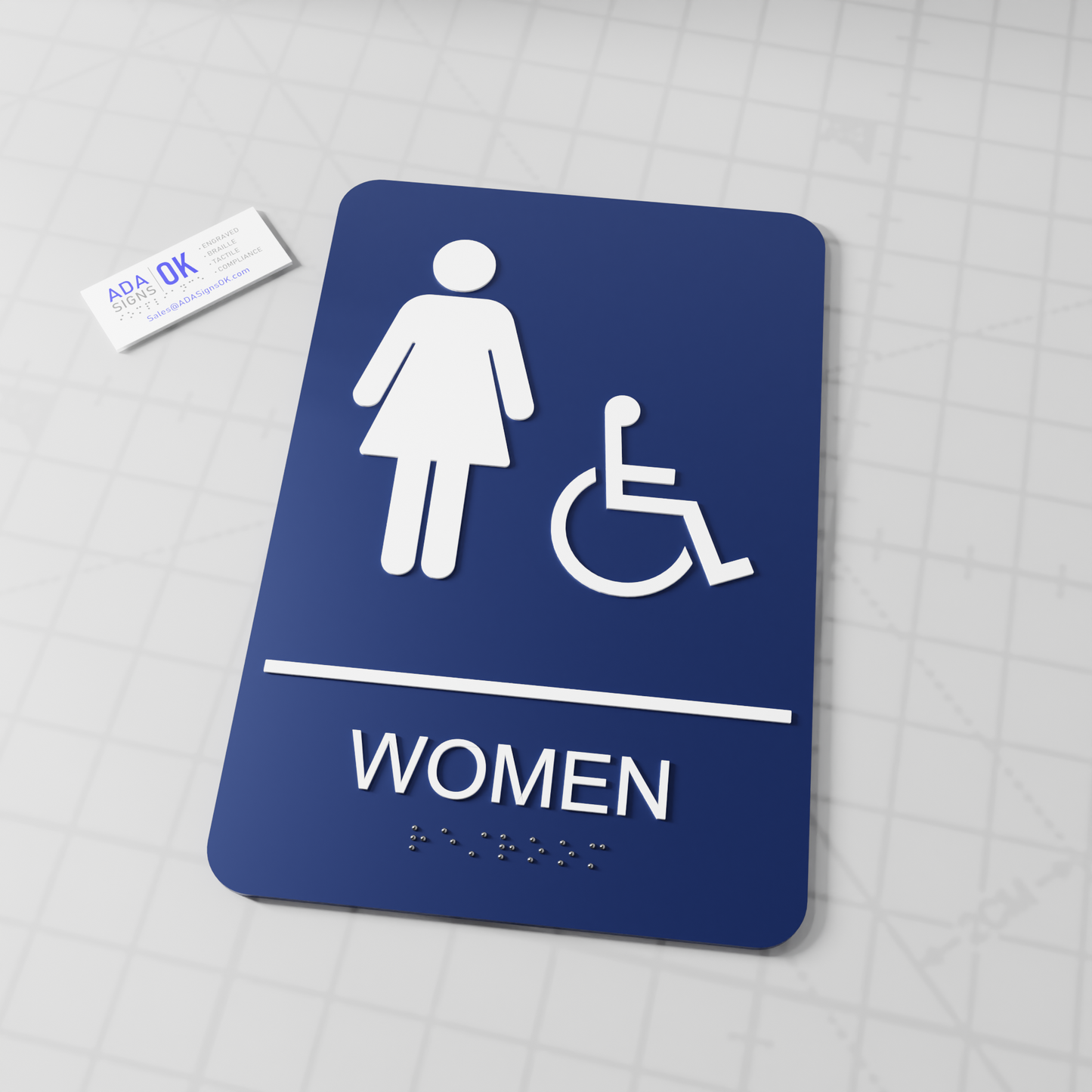6"x9" ADA WOMEN Restroom Sign w/ Braille