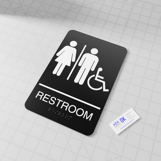 6"x9" ADA UNISEX Restroom Sign w/ Braille